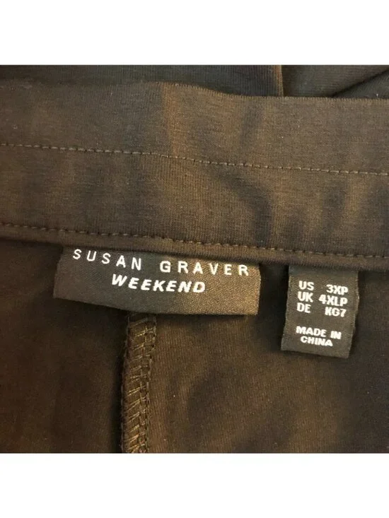 Susan Graver Petite Weekend Premium Stretch Crop Leggings Pull On Black 3XP - Picture 4 of 6